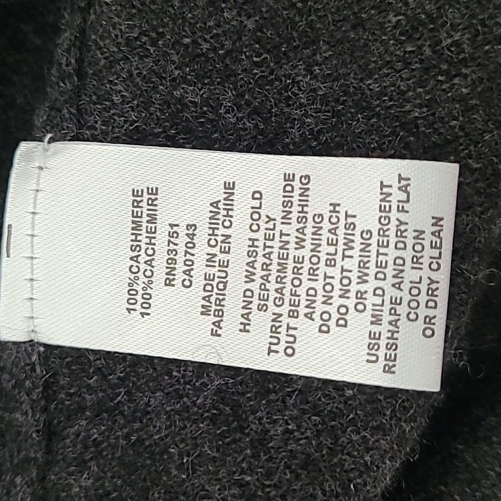NWT TAHARI 100% Cashmere Cardigan Hooded Charcoal Gray Lounge Robe XL - Picture 9 of 10